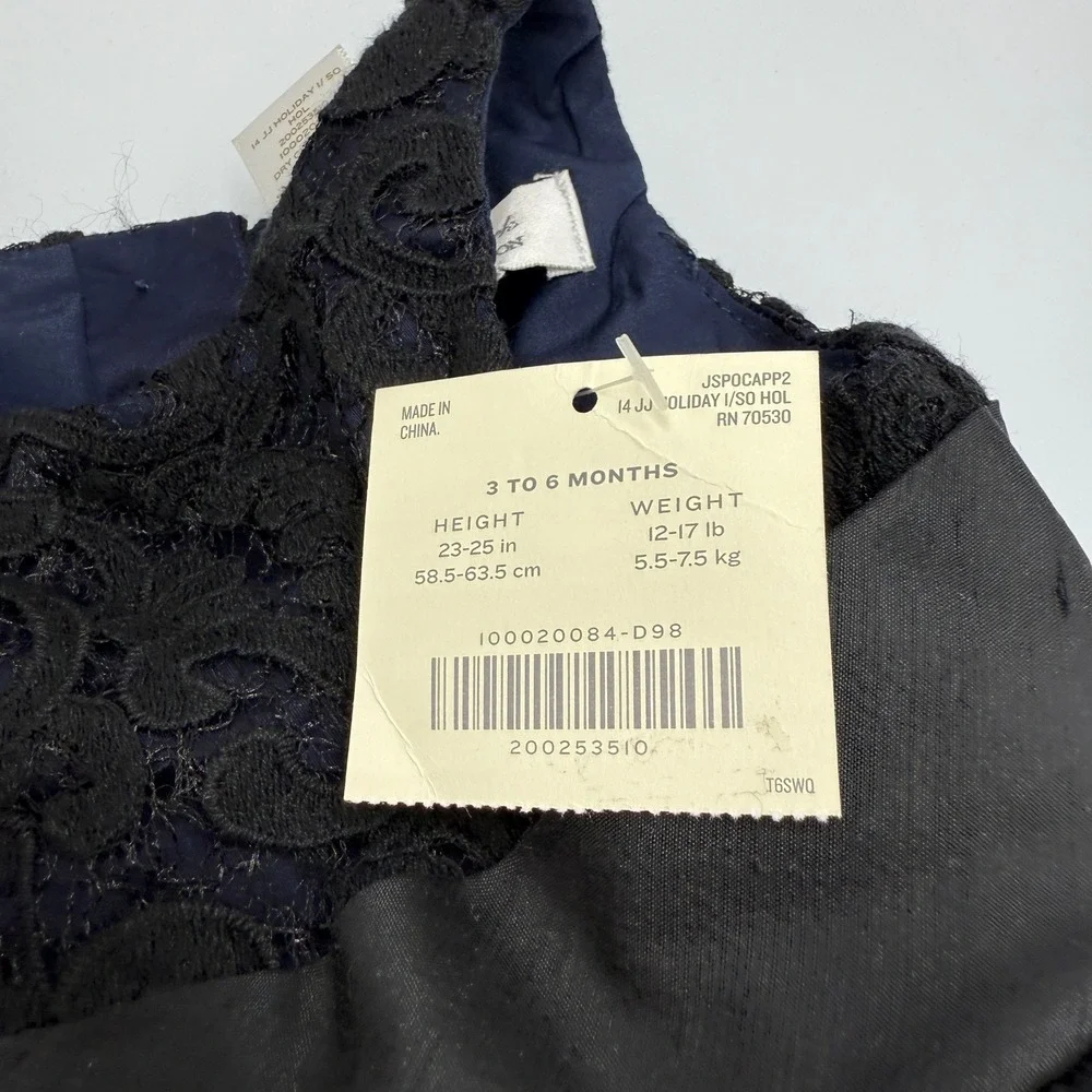 Janie and Jack‎ Special Occasion Dress NWT Size 3-6 Mos Black/Navy